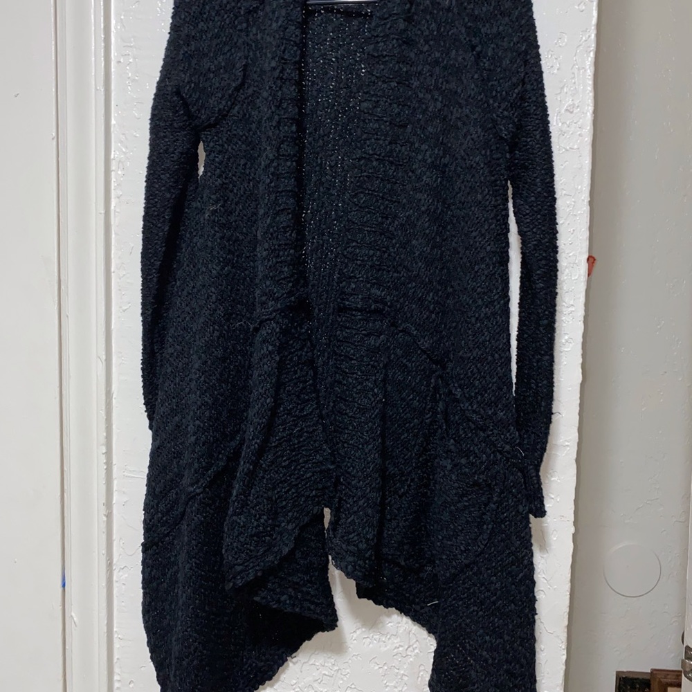 Women's super soft Black Open-Front Sweater